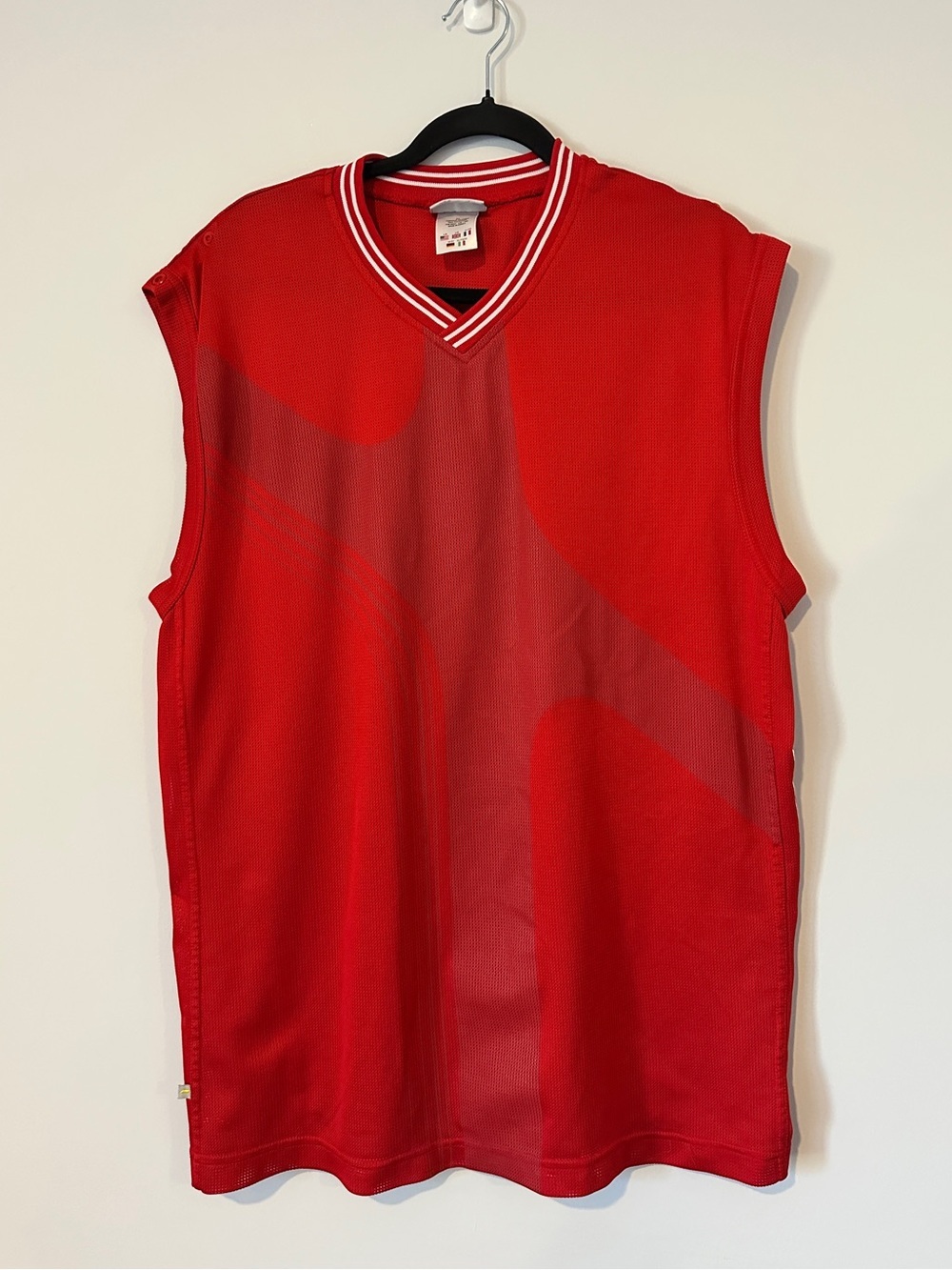 Vintage Reebok Red Sweater Vest | Size Large | Sporty V-Neck Knit - Picture 2 of 14
